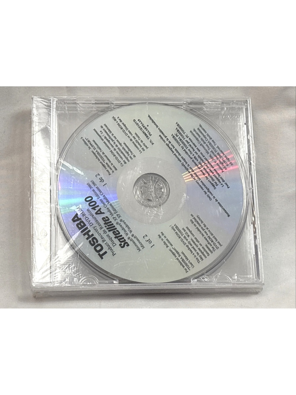 Toshiba Product Recovery DVD Satellite A100 Series New Sealed